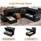 Dyonery 112 Modular Sectional Sleeper Sofa with Pull Out Bed,U-Shaped Sectional Couch with Storage,Extra Wide & Deep Seat Couches for Living Room