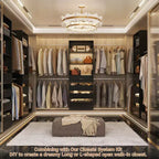 Besiost 4-9 Ft Wooden Closet Organizer System with 4 Drawers, 4 Hanging Rods & Shelving Towers