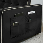Velvet Multi-Functional Pull-Out Sofa Bed Adjustable Reclining Backrest With Pillows - N/A
