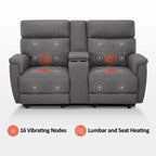 Canapé inclinable électrique MCombo 60,2 po avec massage et double chauffage, appuie-tête réglable, ports USB et Type C, tissu