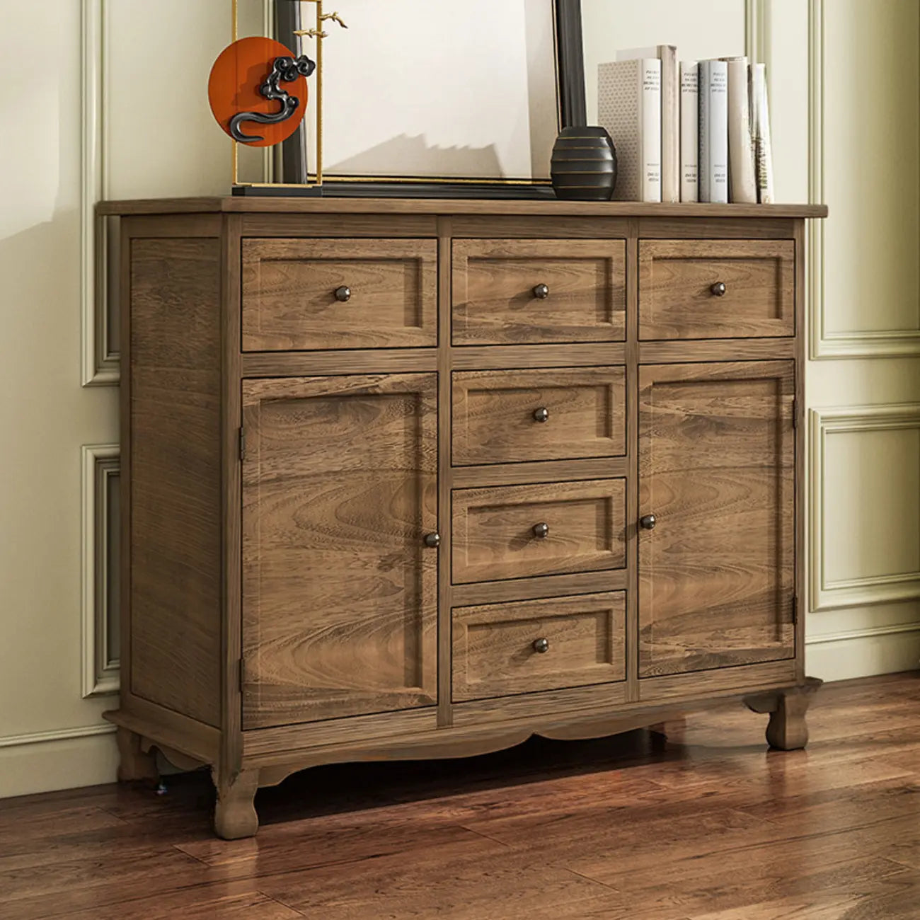 Rustic Brown Wood Accent Cabinet for Living Room Storage