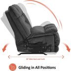 MCombo Fauteuil inclinable électrique sans accoudoirs surdimensionné à double moteur, inclinable Zeroarms parfait pour le salon en tissu PR607