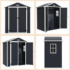 6 ft x 4 ft/6 ft x 8 ft/8 ft x 6 ft/8 ft x 10 ft All-Weather Resin Outdoor Plastic Storage Shed w/Floor, Spire Tool Shed