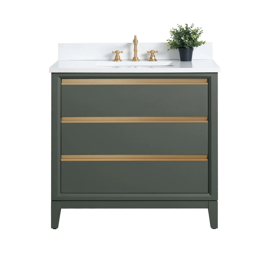 Vanity Art Bathroom Vanity with Ceramic Sink and Engineered Marble Top