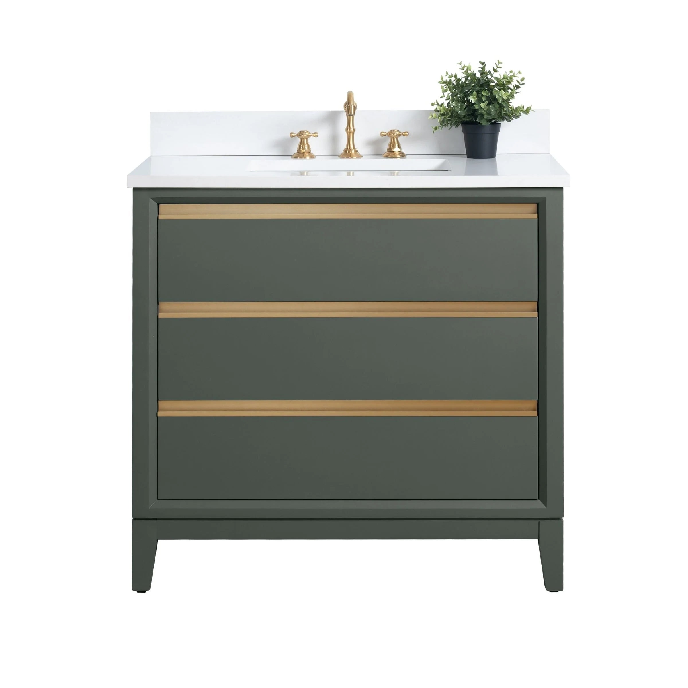 Vanity Art Bathroom Vanity with Ceramic Sink and Engineered Marble Top