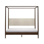 Harbor King Canopy Bed with Upholstered Headboard, Blonde/Swiss Coffee (MD2411-01)