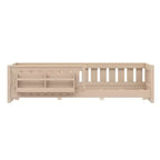 Twin and Full Size Kid Platform Bed Frame with Guardrail, Built-in Bookshelves and Storage Shelves
