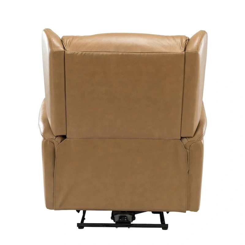 Genuine Leather Power Recliner with USB Port – Wingback Nailhead Set of 2