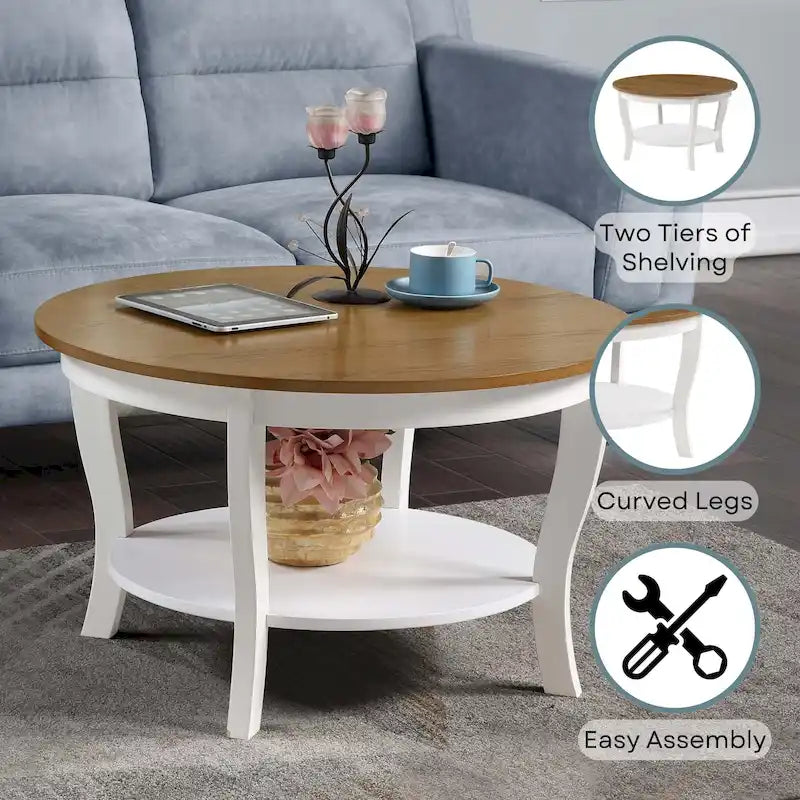 Round Coffee Table with Shelf