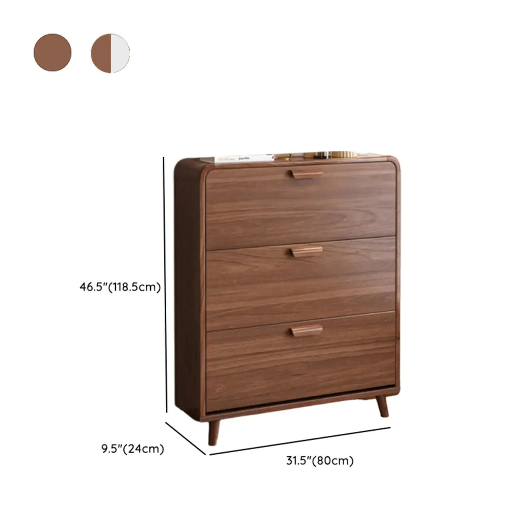 Traditional Hidden Adjustable 3 Tiers Solid Wood Shoe Cabinet