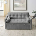 Velvet Multi-Functional Pull-Out Sofa Bed Adjustable Reclining Backrest With Pillows - N/A
