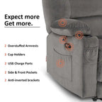 MCombo Power Reclining Loveseat Sofa with Heat and Massage, Fabric PR648
