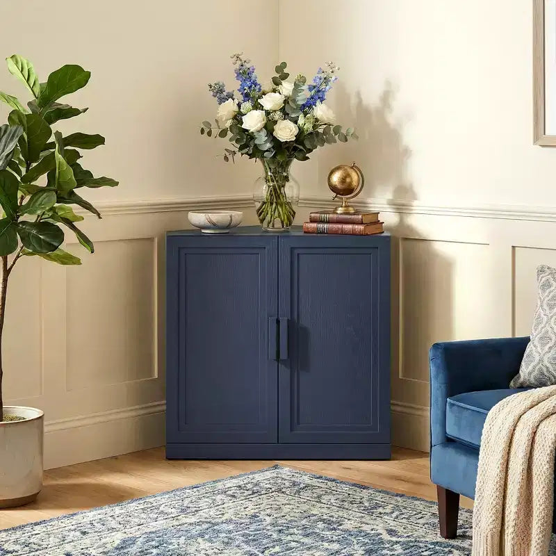 Dovelina Corner Cabinet with Adjustable Shelves Sideboard Buffet Wine Cabinet Kitchen and Dining Cabinet with Wood Doors - 31H x 31W, 36H x 31W