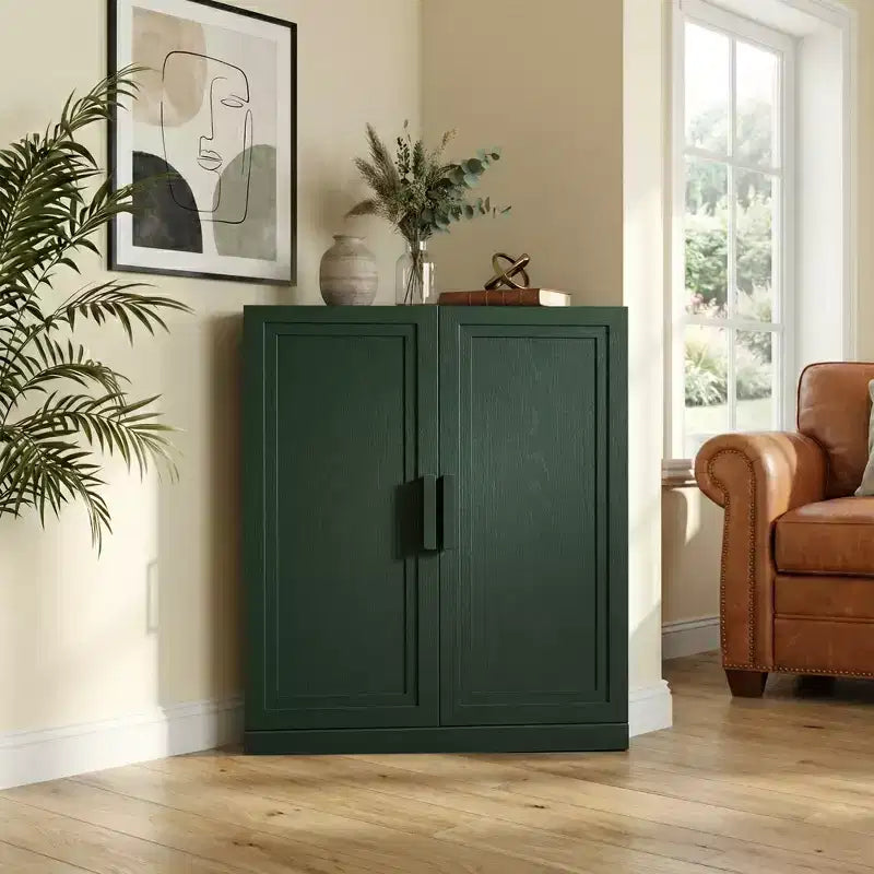 Dovelina Corner Cabinet with Adjustable Shelves Sideboard Buffet Wine Cabinet Kitchen and Dining Cabinet with Wood Doors - 31H x 31W, 36H x 31W