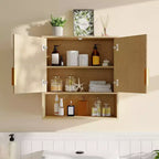 Bathroom Wall Cabinet - Medicine Cabinet with Barn Doors & Adjustable Shelf - 25x23.6x9 Inch Wall Cabinet