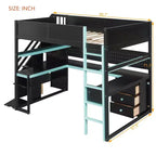 GDFStudio Scott Wooden Gaming Loft Bed with Storage Stairs, Desk, Shelves & Pegboard