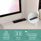 L Shaped Desk with outlet, Computer Desk with Drawers, Bookshelf & Hutch, Modern Corner Desk, Home Office Desk