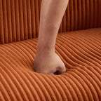 Corduroy Fabric Upholstered 2-Seat Sofa with Wooden Walnut Legs