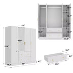 Hitow Armoire 2-Large Drawer Center Hanging Area with Mirror Minimalist Style