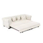 Whisen Velvet 3-in-1 King Size Pull-Out Sofa Bed & Convertible Sleeper Sofa with Movable Ottoman, Tufted Design