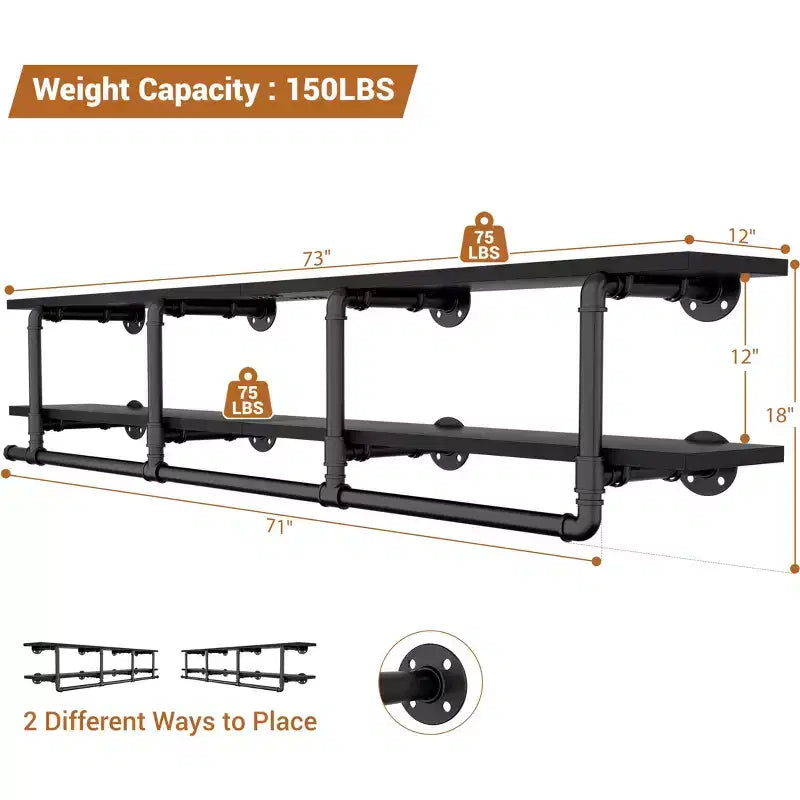 Besiost 2-Tier Clothing Rack with Hanging Rod, Clothing Shelves with Top Shelf