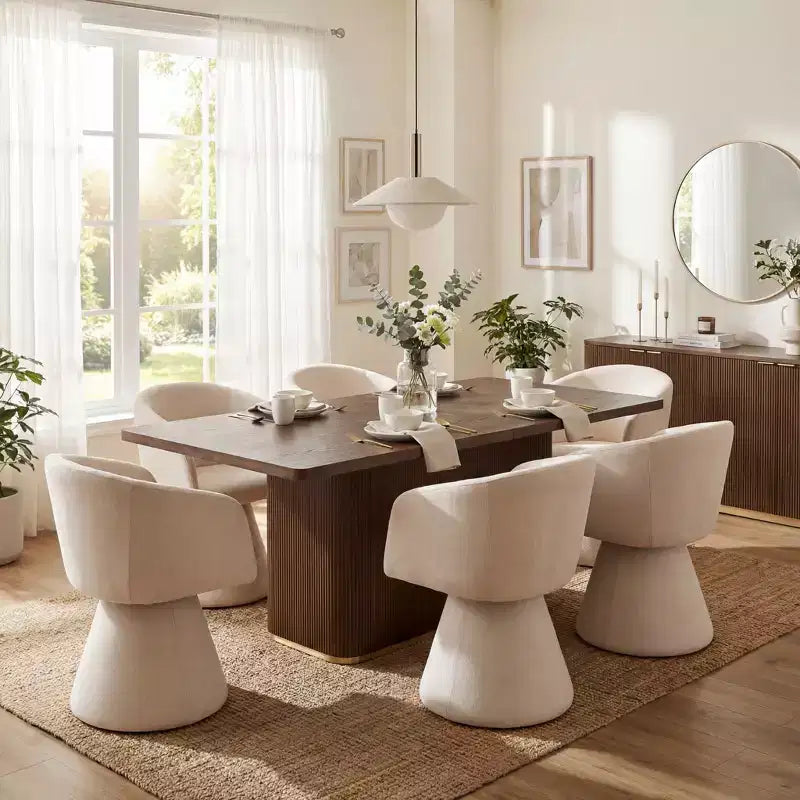 Christopher Knight Home Yodsak Modern 7 Piece Wooden and Metal Dining Set with 180 Swivel Chairs