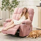 Oversized Recliner Chair for Adults, Manual Swivel Rocker Sofa, Side Pockets & Cup Holders for Big and Tall Persons, Living Room