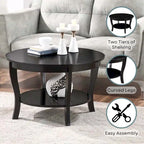 Round Coffee Table with Shelf