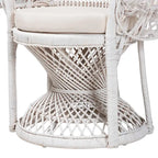 Modern Bohemian White Natural Rattan Peacock Chair