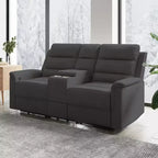 Beige/Gray Tech Fabric Reclining Loveseat Sofa, 2-Seat, Adjustable Backrest & Footrest