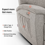 Canapé inclinable électrique MCombo 60,2 po avec massage et double chauffage, appuie-tête réglable, ports USB et Type C, tissu