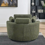 Oversized Swivel Cuddle Barrel Chair with moon storage ottoman