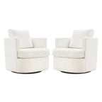 Modern Chenille Upholstered Swivel Accent Barrel Chair Set Modern Swivel Armchair for Living Room