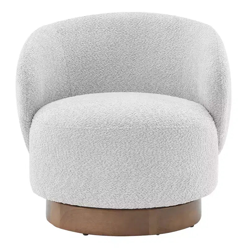 Spruce&Spring Upholstered Swivel Accent Barrel Chair with Wood Base