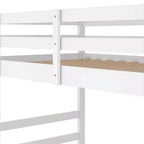 Low Bunk Bed , Wooden Floor Bunk Bed with Ladder, Bunk Bed with Full Guardrails