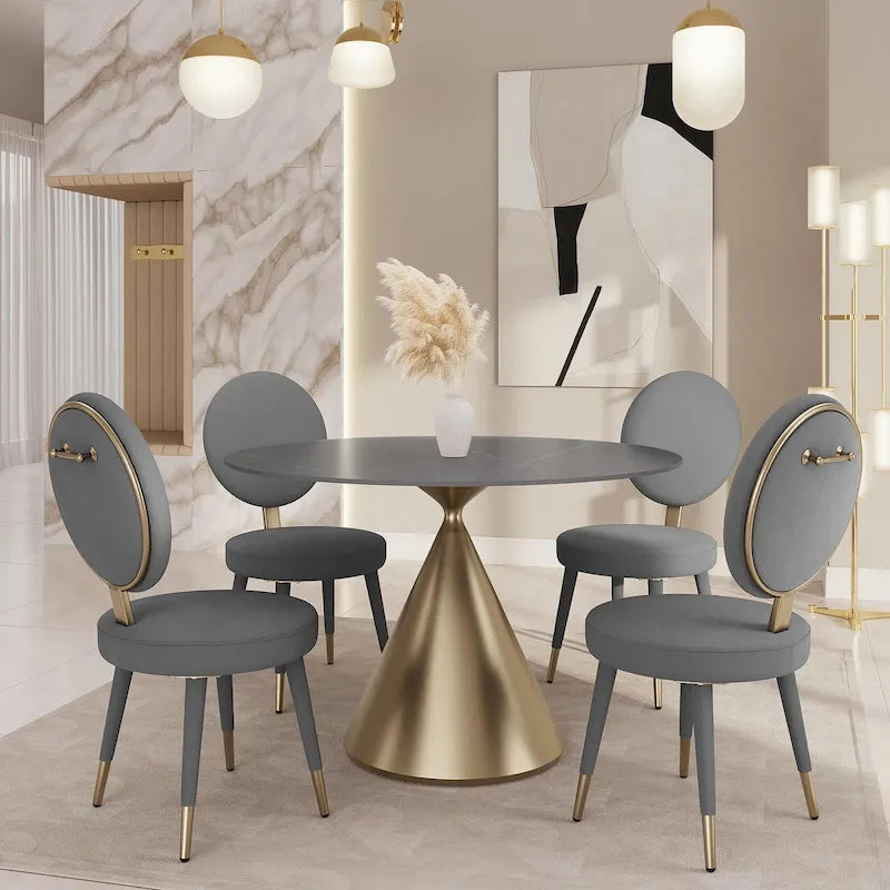 Morden Fort Modern Luxury 5- Piece Round Dining Table and Chair Set