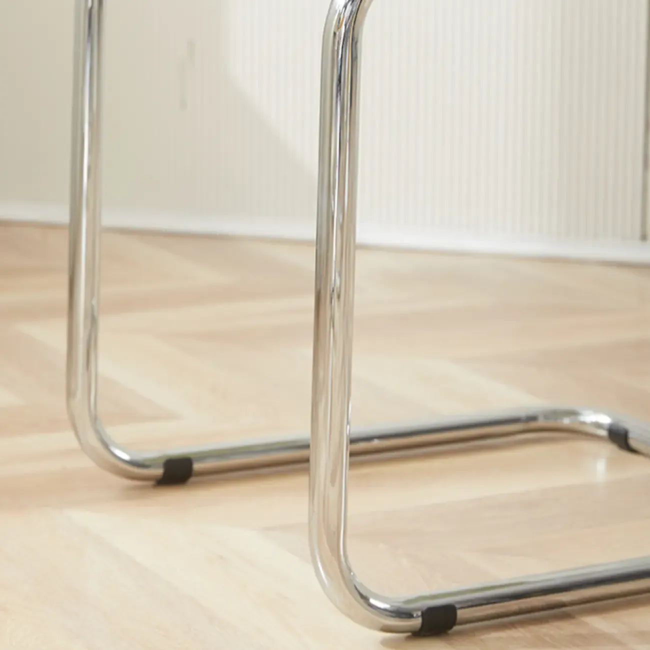 Simple Metal Armless Dining Chair in Yellow Solid Back
