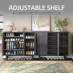Acekool 46 Shoe Cabinet with Fluted Door, 5-Tier Storage Cabinet, Rustic Entryway Bench for Hallway, 41.5H