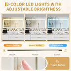 Vanity Desk with Mirror and Lights, LED Lighted Mirror Design, Ample Storage Drawers for Cosmetics and Toiletries Organization