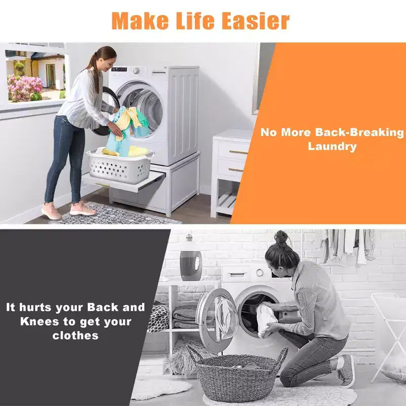 Black / White Heavy-Duty Metal Washer & Dryer Pedestal Stand – Single Unit, Anti-Vibration
