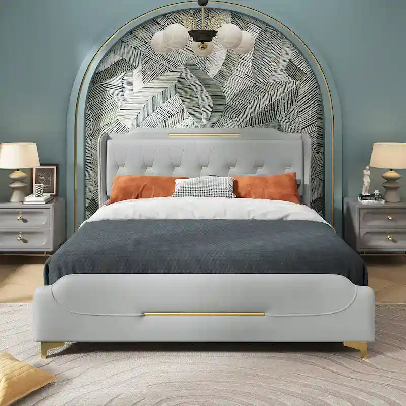 Modern Upholstered PU Leather Bed