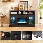 TV Stand with Electric Fireplace LED Lights Remote Controls