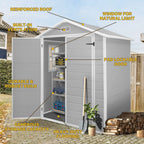 6 ft x 4 ft/6 ft x 8 ft/8 ft x 6 ft/8 ft x 10 ft All-Weather Resin Outdoor Plastic Storage Shed w/Floor, Spire Tool Shed
