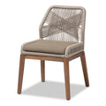 Modern Transitional-Style Rope-Woven Mahogany Dining Chair ââ‚?Gray