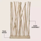 JONATHAN Y Tranquil 39W x 68H Coastal Bohemian Handcrafted Teak Branch Single Panel Room Divider