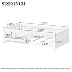 Twin and Full Size Kid Platform Bed Frame with Guardrail, Built-in Bookshelves and Storage Shelves