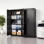 VEVOR Metal Storage Cabinet, 68.9 in Lockable Steel Garage Cabinet with 4 Adjustable Shelves, 2 Magnetic Doors, 2 Keys, 5 Tiers Tool Storage, Black