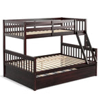 Gymax Twin Over Full Bunk Bed with Twin Trundle Convertible Platform