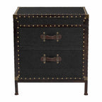 Table d'appoint/Malle de rangement en toile effet vieilli Laura