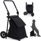 Acekool 2-in-1 Foldable Hand Truck Utility Cart with Removable Waterproof Bag, Thick Seat Cushion & Adjustable Non-Slip Handle, Black